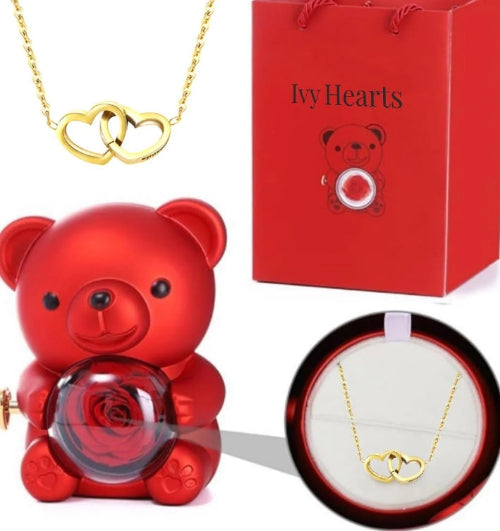 VALENTINE'S DAY ROTATING BEAR ROSE JEWELRY BOX